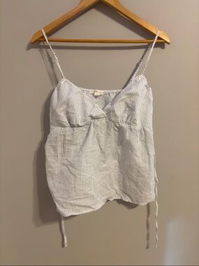 Aeropostale Light Blue & White Striped Spaghetti Strap Tank